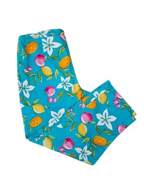 TIRAMISU Blue Fruit & Floral Print Capri Pants | SZ 8P